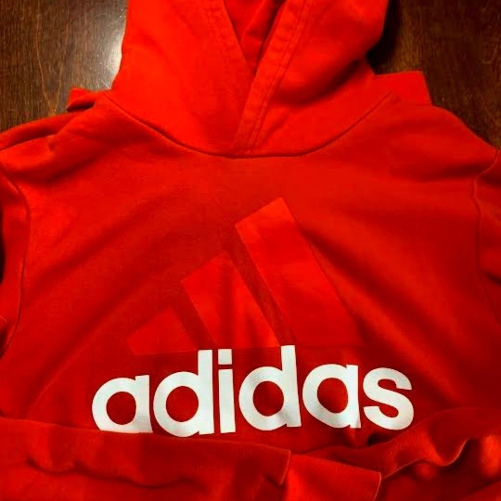 ADIDAS- Orange Hoodie/Sweatshirt-SIze Medium